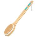 Shower Brush with Soft and Stiff Bristles Exfoliating Skin and A Soft Scrub Double-sided Brush Head for Wet or Dry Brushing Specially Long Wooden Handle Cleans the Body Easily