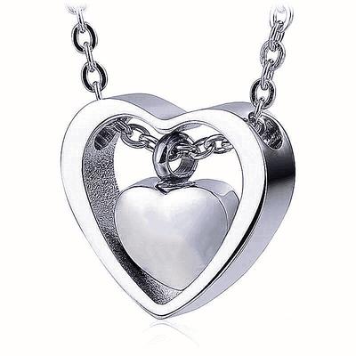 memory cremation ashes jewelry double heart urn necklace for ashes keepsake memorial pendant urn lockets for ashes for loved one(silver and gold)