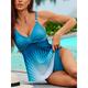 Women's Tankini Sets Swimsuit Backless Adjustable Geometric Ombre Vacation Summer Beachwear Bathing Suits