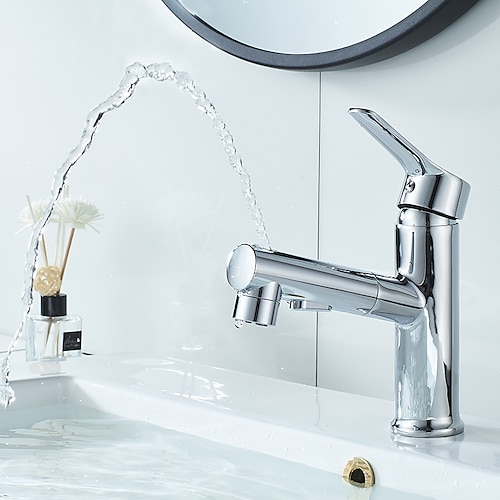 Waschbecken Wasserhahn - ausziehbar / herausziehbare Brause galvanisiert / lackierte Oberflächen Centerset Einhand-Zwei-Loch-Badarmaturen / Messing