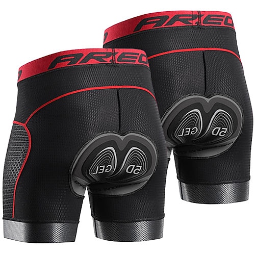 Herren Einfarbig Fahrrad Unterwäsche Fahhrad Gepolsterte Shorts / Chamois Mountainbike MTB Straßenradsport Sport 3D-Polster Radfahren Schnelltrocknend Feuchtigkeitsableitend Schwarz Rot Bekleidung Image