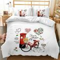 3PCS Heart-shape Print Bedding Bed Set Heart of Love Comforter Cover Sets 1 Duvet Cover and 1/2 Pillowcase Valentine s Day Gift