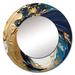 Design Art Dark Blue & Gold Strokes VI - Abstract Large Round Mirror, Metal | 23 H x 23 W x 1 D in | Wayfair MTMIR102092-C23