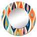 Design Art Retro Abstract Drops XI - Modern Geometric Round Mirror 36 Inch, Metal in White | 36 H x 36 W x 1 D in | Wayfair MTMIR102185-C36