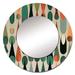 Design Art Retro Abstract Drops X - Modern Geometric Multi-Color Round Mirror, Metal | 29 H x 29 W x 1 D in | Wayfair MTMIR102184-C29