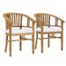 vidaXL Garden Chairs with Cushions 2 pcs Solid Teak Wood 9430