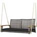 NLIBOOMLife 2-Person Outdoor Porch Swing with 118 Hanging Ropes Patiojoy PE Wicker Patio Hanging Swing Bench with Soft Seat Cushion & 800 Lbs Weight Capacity Suitable for Patio