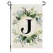 SDJMa Spring Summer Garden Flag 18x12 Inch 26 Letter Green Leaves Floral Double Sided Linen Yard Flag for Outdoor Patio Lawn Farmhouse Home Decor