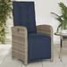 Reclining Patio Chair with Footrest Gray Poly Rattan