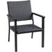 QCAI Outdoor Lounge Chair for Outside Patio Porch Metal Frame Black All Weather Wicker