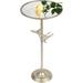 Antique Gold Pedestal Drink Table Glass Top and Birds in Branch Accent Round End Side Table for Living Room Bedroom Bathroom Office Outdoor Business