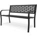 50 Outdoor Bench Metal with Floral Back Garden Bench Front Porch Bench for Yard Patio Entryway Park Outside 800lb Capacity - Black