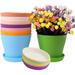 8Pcs Colorful Plastic Flower Pots Plastic Mini Nursery Pots Small Thick Plastic Plant Pots Nursery Seedling Planter Garden Flower Pot Container with Pallet/Trays for Flower Succulent Cactus