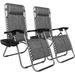 Chair Pack 2 Outdoor Lounge Patio Chairs with Pillow and Utility Tray Adjustable Folding Recliner for Deck Patio Beach Yard Gray
