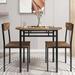 Modern 3-Piece Round Dining Table Set with Drop Leaf and 2 Chairs for Small Places Black Frame+Rustic Brown Finish