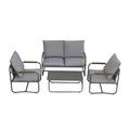 4 Piece Outdoor Patio Furniture Set Patio Conversation Set Backrest Loveseat Sofa Armchair Outdoor Bistro Set with Removable Seating Cushion