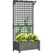 Raised Garden Bed for Climbing Plants Wood Planter with Trellis w/Drainage Holes and Roof 35.5 x 17.75 x 72 Dark Gray