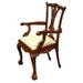 Leighton Hall Furniture Fabric Solid Wood Queen Anne Back Arm Chair in Brown/Cream Wood/Upholstered in Brown/Red | Wayfair LH-1057A