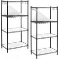 2-Pack 4-Shelf Shelving Unit with 8 Hooks and 4-Shelf Liners NSF Certified Adjustable Metal Wire Shelves Shelving Rack for Kitchen Laundry Bathroom Pantry Closet(23.6W x 14D x 47H) Black