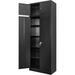 Metal Storage Cabinet 87 H Locking Cabinet with Top Cabinet and Adjustable Shelves Steel Storage Cabinet for Office Garage Home - Black
