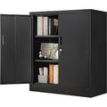 Metal Storage Cabinet 36 H Locking Storage Cabinet with Adjustable Shelves Steel Storage Cabinet for Garage Home Office Utility Room-Black