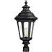 QCAI Exterior Large Post Light Fixture 25.6 Inch Outdoor Pole Lantern Light for Outside Die-Cast Aluminum in Black Finish Seeded Glass Shade ZX54P BK