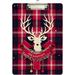 Acrylic Clipboards with Low Profile Clip A4 Standard Size 9 x 12.5 File Holder for Writing Drawing Clip Boards for Doctors Offices Merry Christmas Plaid with Deer Gifts