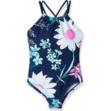 Kanu Surf Girls Jasmine Beach Sport Halter One Piece Swimsuit 4T Paige Floral Navy