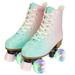 YYW Roller Skate Girls Women Fashion Classic High-top Roller Skates with Light up wheels Green&Pink (Women s 5.5)