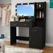 Ebern Designs Keeven Vanity Wood in Black | 56 H x 43.4 W x 15.8 D in | Wayfair 56DFBD493D6D4D6EBBED8F4DD3A87CFB