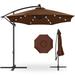 Arlmont & Co. 10Ft Solar LED Offset Hanging Outdoor Market Patio Umbrella W/Adjustable Tilt - Baby Blue in Green | Wayfair