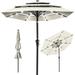 Arlmont & Co. 10Ft 3-Tier Solar Patio Umbrella W/24 LED Lights, Tilt Adjustment, Easy Crank in Yellow | 96 H x 120 W x 120 D in | Wayfair