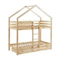 Lit Cabane Superposé Avec Tiroir Caravane des Rêves Beige 90x190 Laïba Kids