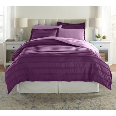 BH Studio Pintucked Duvet Cover by BrylaneHome in Plum Dusty Lavender (Size KING)