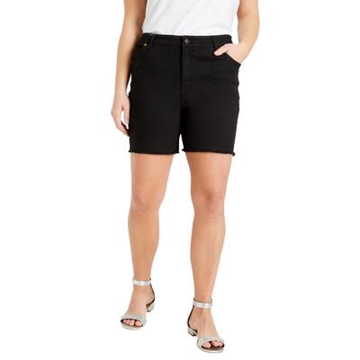 Plus Size Women's Raw Hem June Fit Denim Shorts by June+Vie in Black (Size 30 W)