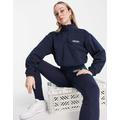 adidas Originals 'Retro Luxury' 1/4 zip cropped fleece with back print in deep navy