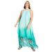 Plus Size Women's Fringe Hem Maxi Dress by June+Vie in Aqua Green Ombre (Size 10/12)