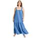 Plus Size Women's Strapless Tiered Midi Dress by June+Vie in Horizon Blue (Size 10/12)