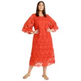 Plus Size Women's Bell-Sleeve Lace Midi Dress by June+Vie in Nectarine (Size 22/24)