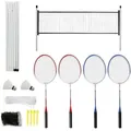 Mantraraj 4 Player Badminton Racket Set With Racket Poles And Net Shuttlecock Outdoor Garden Sports Family Game Sport