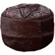Just So Home Real Leather Morrocan Style Round Footstool Pouffe Bean Bag (Brown)