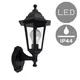 Valuelights Black Outdoor Security Dusk To Dawn Ip44 Rated Wall Light Lantern With 6W Led Gls Bulb6500K Cool White