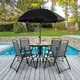 Costway Set Of 6 Patio Furniture Set Garden Coffee Table And 4 Folding Chair W/ Umbrella