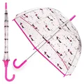 Kav Ladies Transparent Clear Umbrella Brolly Assorted Colour Trim Lightweight Design Dome Parasol For Women (Ladies Sausage Dog)