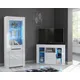 Furneo High Gloss & Matt White Living Room Set Corner Tv Stand Display Cabinet Blue Led Lights