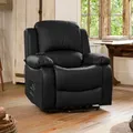 Glendale 92Cm Wide Black Bonded Leather Electric Lift Assist Power Motion Mobility Aid Riser Recliner With Massage And Heat