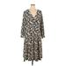 H&M Casual Dress - A-Line V Neck 3/4 sleeves: Black Print Dresses - Women's Size X-Large