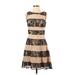 Jessica Simpson Casual Dress - Fit & Flare: Tan Damask Dresses - Women's Size 4