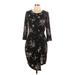 Nine Britton Casual Dress - Wrap: Black Floral Dresses - Women's Size Large