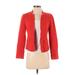 Ann Taylor LOFT Blazer Jacket: Short Red Print Jackets & Outerwear - Women's Size 0 Petite